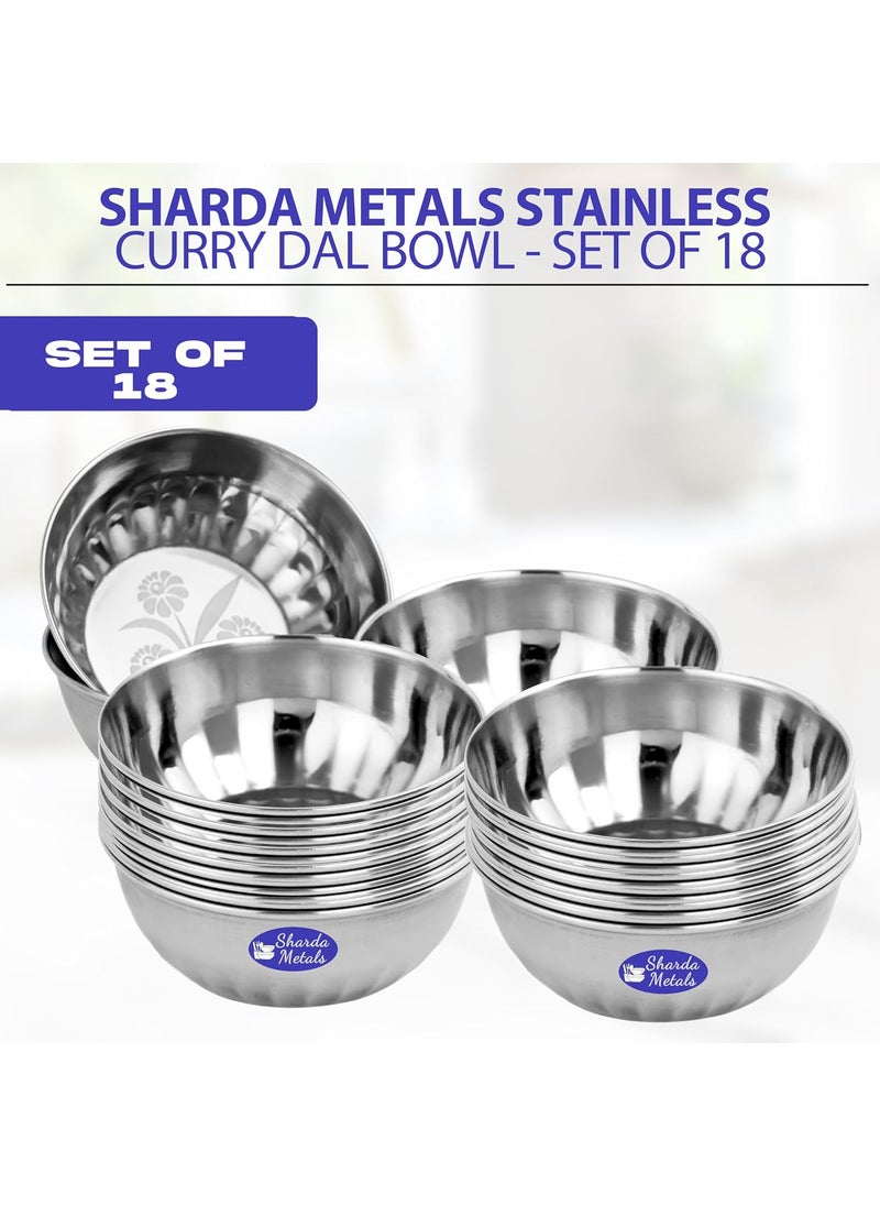 Sharda Metals Sharda Metals Stainless Steel Curry Dal Bowl Set of 18 Diamond Jelly Bowls Wati Vati Serving Dessert Vegetable Soup Katori Set  - Image 2