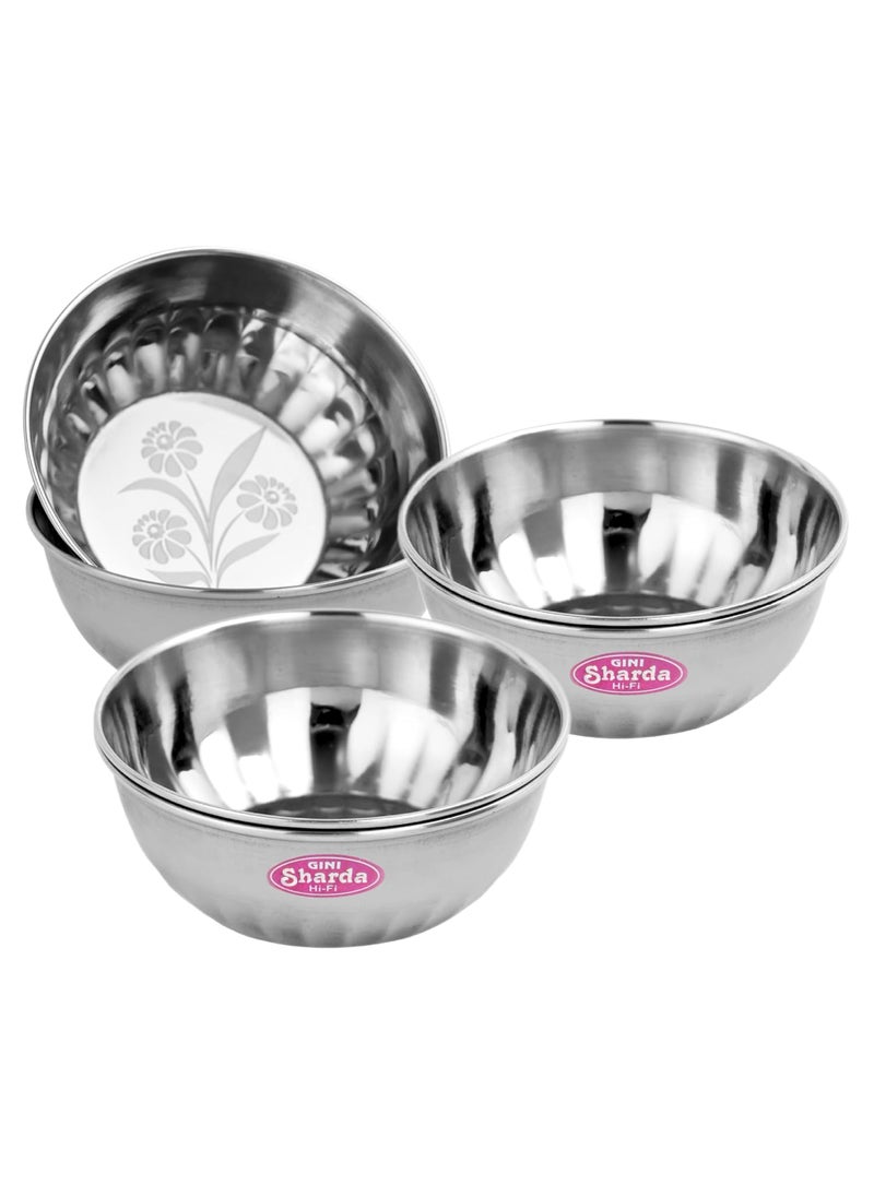 Sharda Metals Sharda Metals Stainless Steel Curry Dal Bowl Set of 18 Diamond Jelly Bowls Wati Vati Serving Dessert Vegetable Soup Katori Set  - Image 1