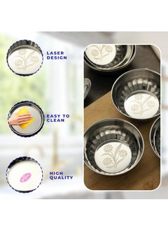 Sharda Metals Sharda Metals Stainless Steel Curry Dal Bowl Set of 18 Diamond Jelly Bowls Wati Vati Serving Dessert Vegetable Soup Katori Set  - Image 5