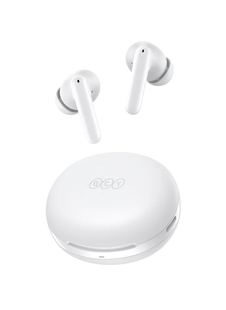 QCY T13 ANC 2 Truly Wireless ANC Earbuds With Noice Cancellation, 30 Hours Long Battery Life, 5.3 Bluetooth Multipoint and Stable Connections - White