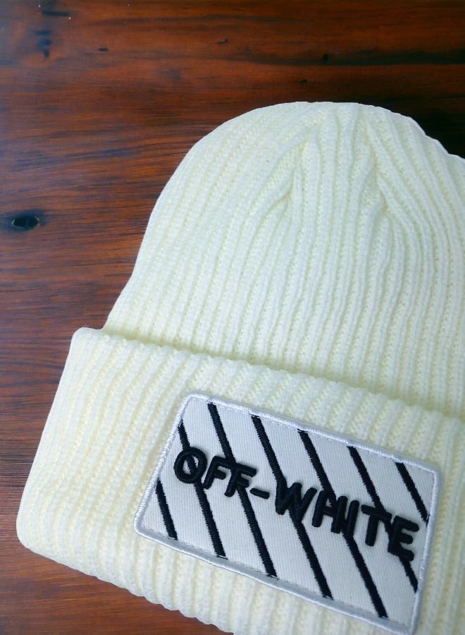 OFF-WHITE Arctic Haven: Ice Cap Unisex Winter Wool Hat - Premium Coziness & Style in  white | Perfect Cold Weather Accessory! - Image 1