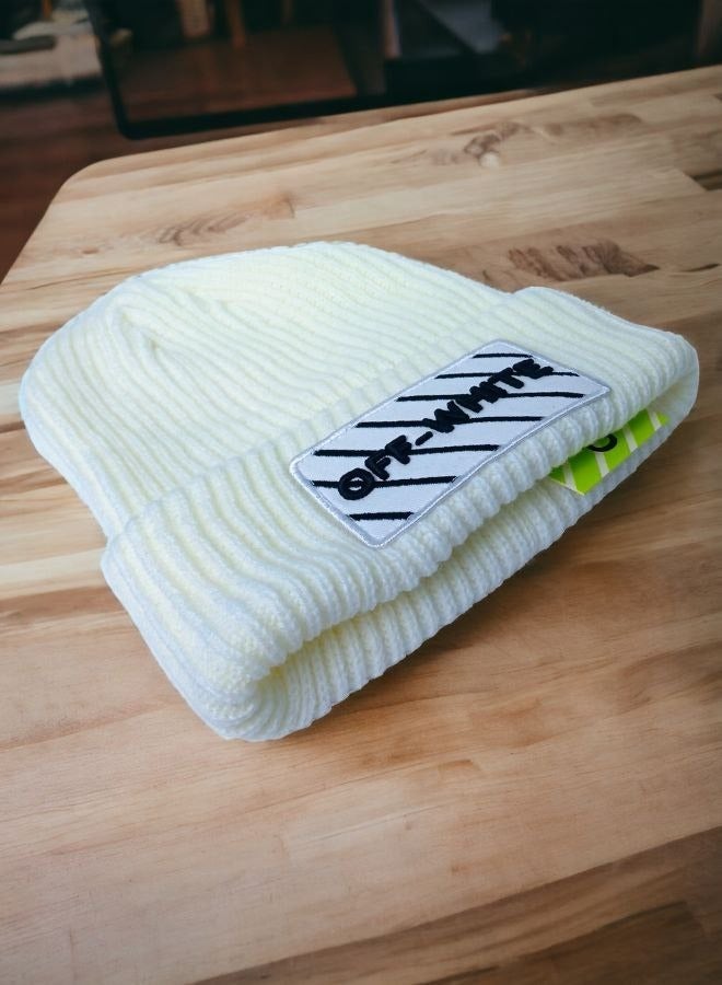 OFF-WHITE Arctic Haven: Ice Cap Unisex Winter Wool Hat - Premium Coziness & Style in  white | Perfect Cold Weather Accessory! - Image 2