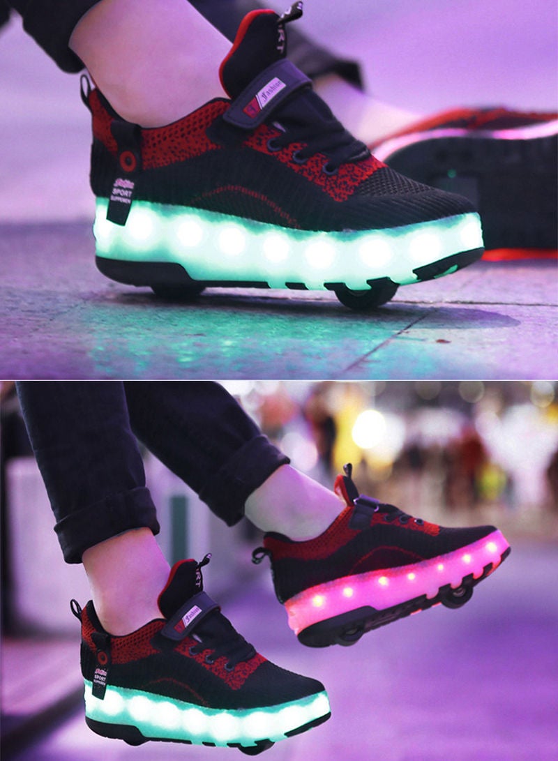 Sharpdo Roller Shoes USB Charge Girls Boys Sneakers with Wheels LED Roller Skates Shoes  - Image 4