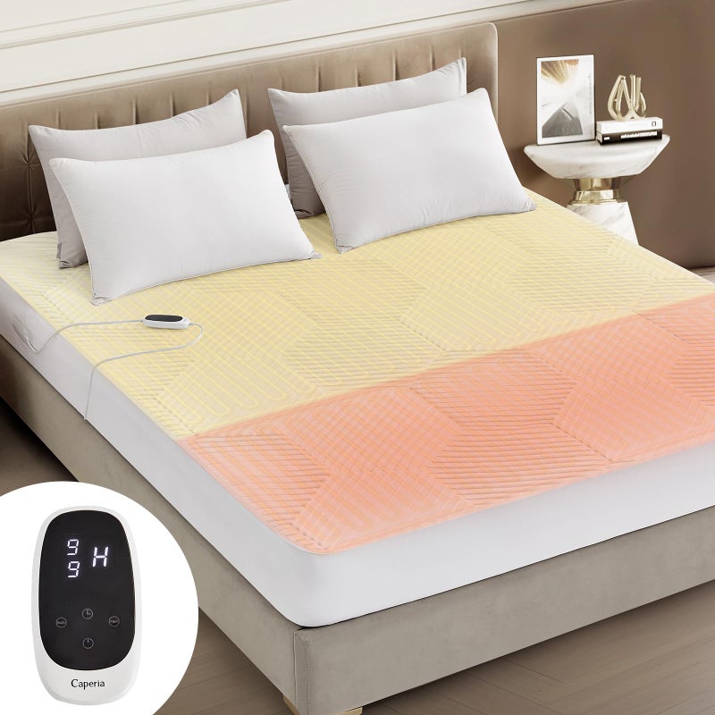 Caperia Multizone Waterproof Heated Mattress Pad, Individual Body & Feet Electric Mattress Bed Warmer 9 Heat Settings, 1-12 Hours Auto Off, Deep Pocket, Fast Heating, Machine Washable, Full, 54" x 75" - Image 1