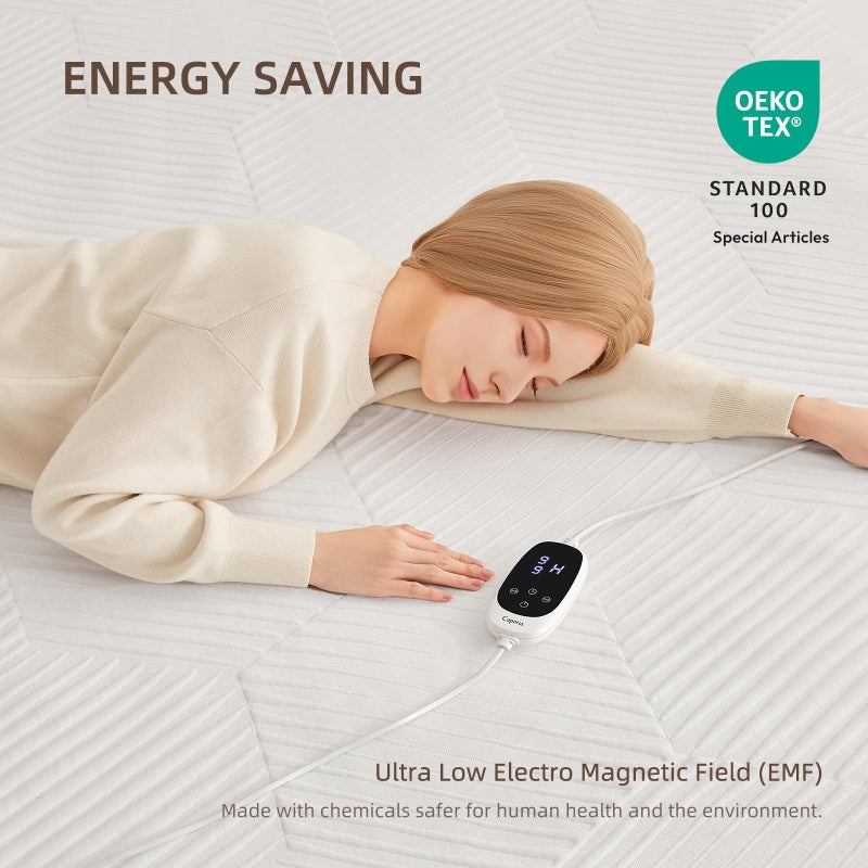 Caperia Multizone Waterproof Heated Mattress Pad, Individual Body & Feet Electric Mattress Bed Warmer 9 Heat Settings, 1-12 Hours Auto Off, Deep Pocket, Fast Heating, Machine Washable, Full, 54" x 75" - Image 5