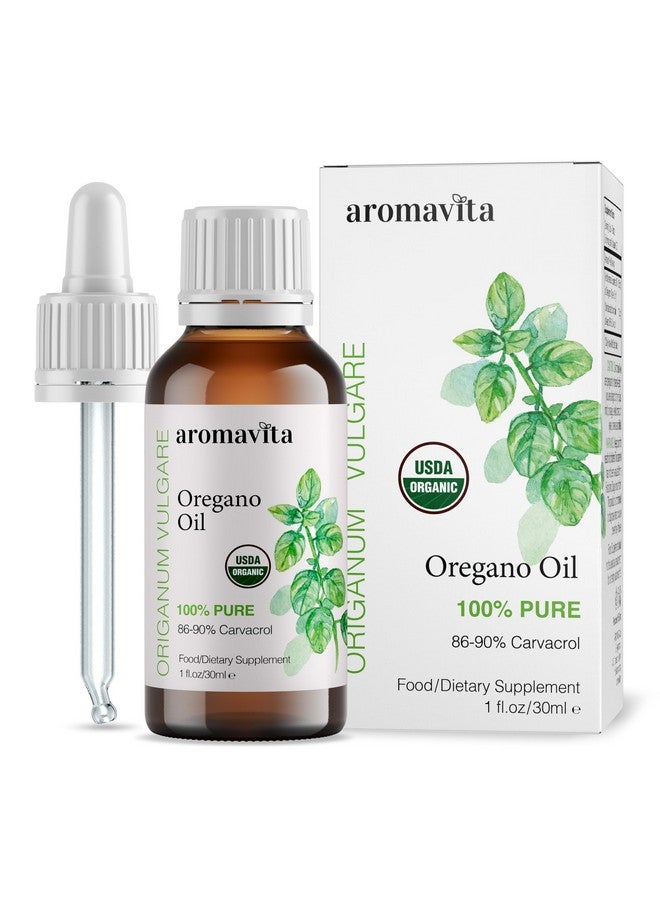 AROMAVITA Essential Organic Oil of Oregano-100% Pure Undiluted Greek Oregano Oil with Carvacrol - Over 86%, Non-GMO, Extra Strength Oregano Oil Organic Liquid Drops, 1 FL.OZ/30ml - Image 1