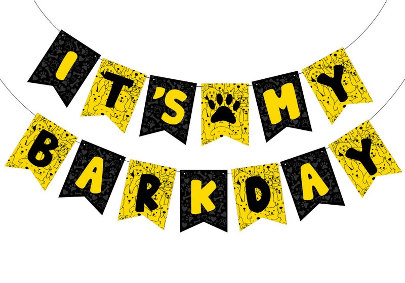 Festiko®It's My barkday Banner for Dog, Puppy, pet Birthday Decorations, Happy 1st Birthday barkday, Puppy Animal Theme Birthday Sign Decorations Supplies, Dog Party Supplies, Dog Paw Print Sign - Image 1