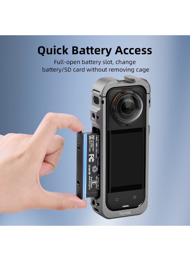 Generic - Aluminum Alloy Cage Frame for Insta360 X5 – Precision Fit Metal Housing with Cold Shoe & 1/4 Screw Mount – Expandable Bracket for Horizontal Shooting – Insta360 X5 Action Camera Protective Frame - Image 1