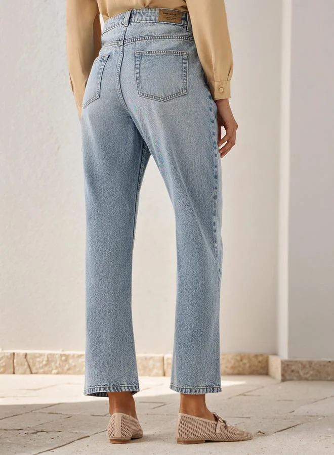Splash FAV BLUE Denim High-Rise Straight Fit Jeans for Women | Best Price UAE