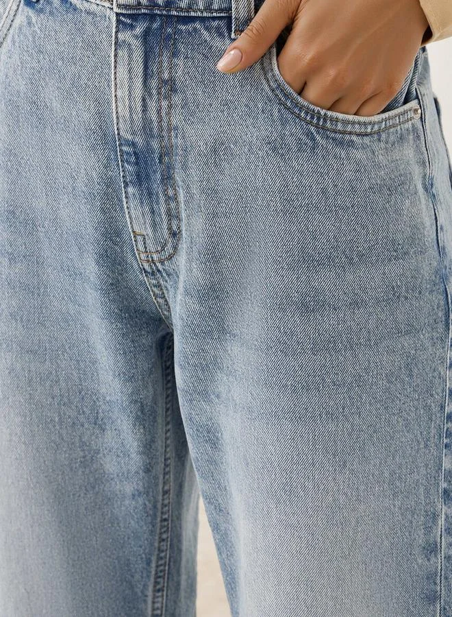 Splash FAV BLUE Denim High-Rise Straight Fit Jeans for Women | Best Price UAE