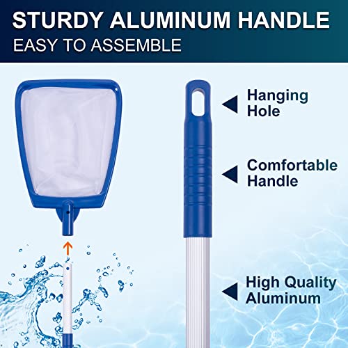 POOLAZA Hot Tub Skimmer Net Handheld, Professional Pool, Spa, Pound Skimmer Net with Aluminum Pole Handle, Deep Ultra Fine Mesh Netting Small Pool Skimmer Net, Upgrade Durable Hot Tub Net Hand Skimmer - Image 4