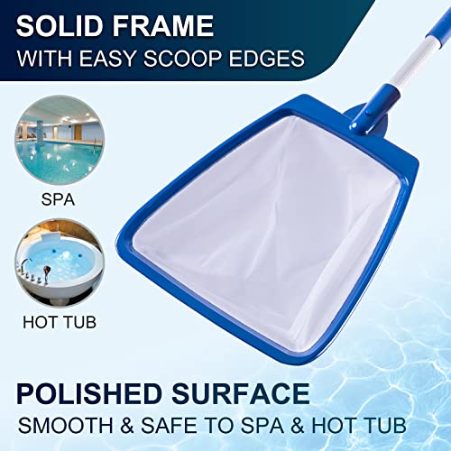 POOLAZA Hot Tub Skimmer Net Handheld, Professional Pool, Spa, Pound Skimmer Net with Aluminum Pole Handle, Deep Ultra Fine Mesh Netting Small Pool Skimmer Net, Upgrade Durable Hot Tub Net Hand Skimmer - Image 3