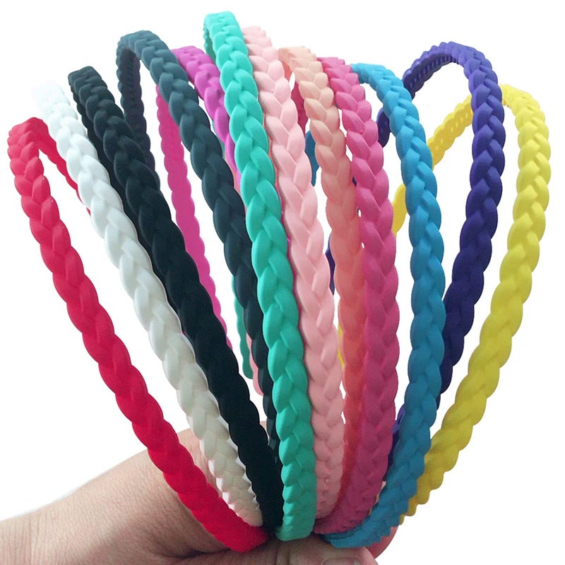 12pcs Colorful Thin Headbands for Women 6mm Light Pigtail Skinny Hairbands for Girls Hard Teeth Headbands For Kids Teens