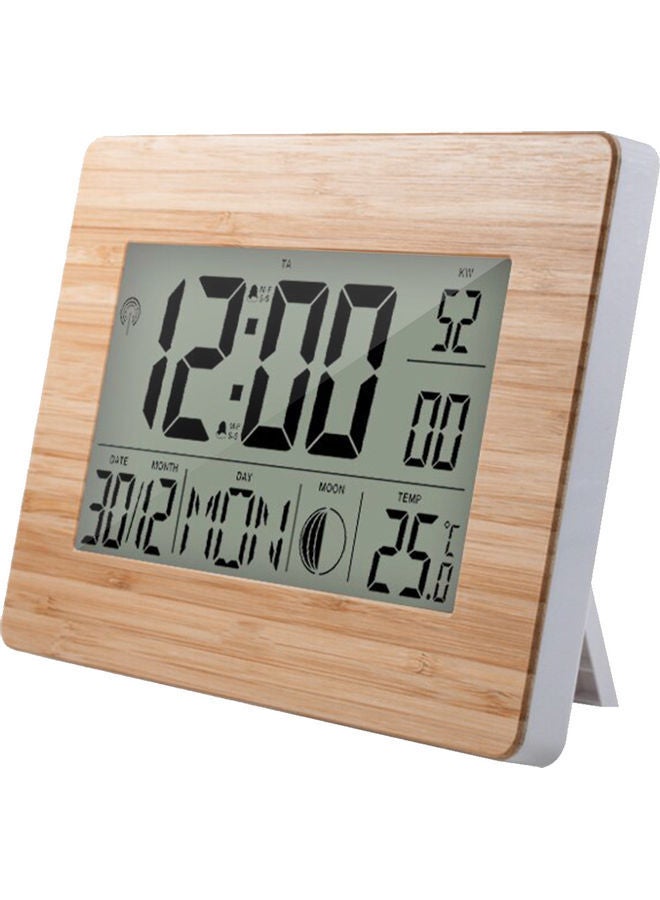 NIBEMINENT LCD Digital Calendar Alarm Clock Brown 24.2x17.3x3.9cm - Image 4
