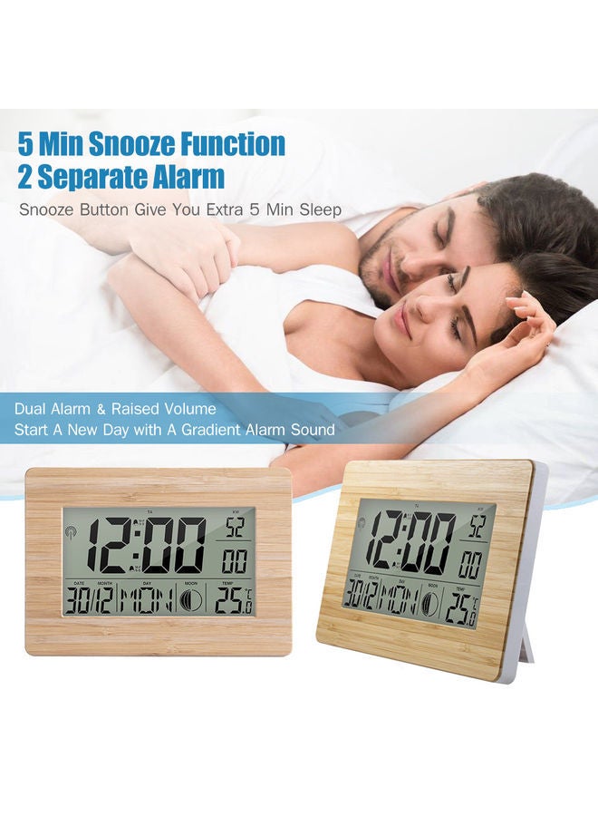 NIBEMINENT LCD Digital Calendar Alarm Clock Brown 24.2x17.3x3.9cm - Image 3