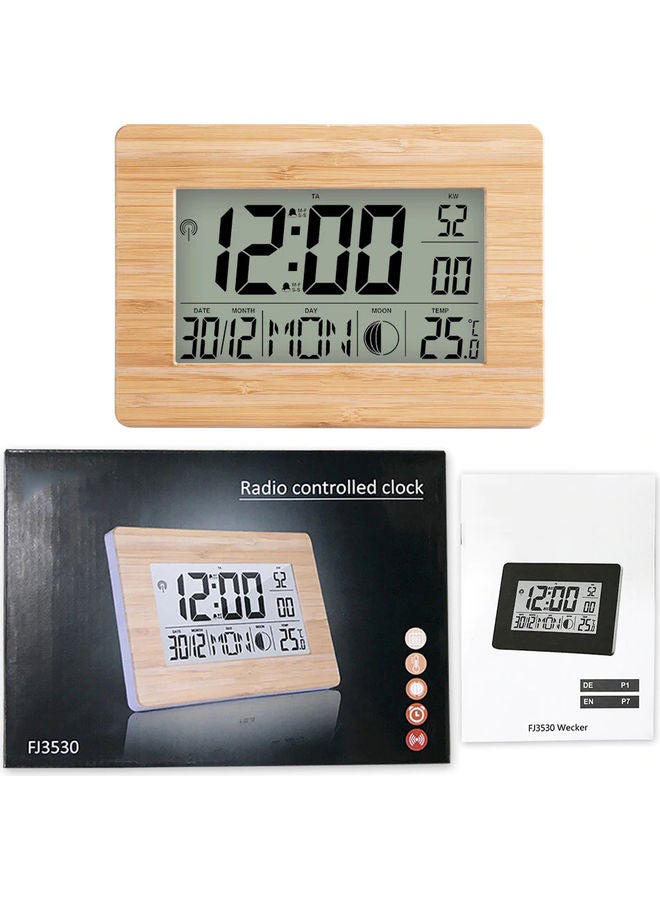 NIBEMINENT LCD Digital Calendar Alarm Clock Brown 24.2x17.3x3.9cm - Image 5