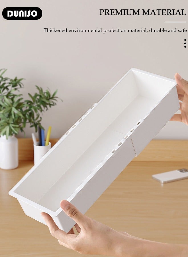 DUNISO 6PCS Drawer Organizers Tray Set, 3 Sizes Plastic Vanity Drawer Organizers, Stretchable Desk Drawer Organizer Trays, Bathroom Drawer Organizer Trays, Versatile Tidy Divider for Dresser,Bathroom,Kitchen,Office - Image 5