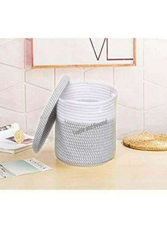 Textile and Beyond منظم تخزين صغير من الحبال من Textile and Beyond Boho Home Decor - سلة من الجوت للفواكه والغسيل والألعاب وسلة الهدايا وصينية للأطفال لغرفة المعيشة والمطبخ والحمام (10 × 8 بوصات) - Image 2