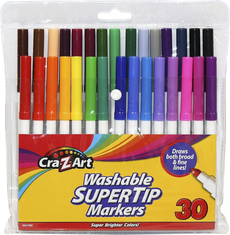 Cra-Z-Art Washable Super Tip Markers, 30 Count - Multicolored Drawing Markers - Image 1