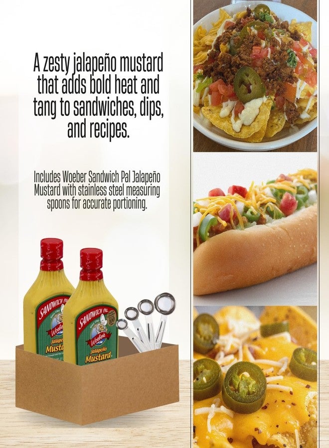 GROVE Jalapeno Mustard – 2x Mustard Sndwch Pal Jalapeno, 16 OZ. Bundle with Stainless Steel Measuring Spoon Set – Spicy Condiment for Sandwiches, Burgers, and Deli Meals Gift Set (3 Items) - Image 2