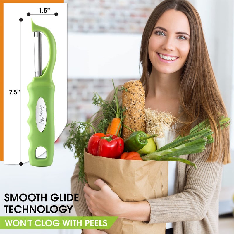 Spring Chef Premium Swivel Vegetable Peeler, Soft Grip Handle and Ultra Sharp Stainless Steel Blades - Perfect Kitchen Peeler For Veggie, Fruit, Potato, Carrot, Apple - Green - Image 3