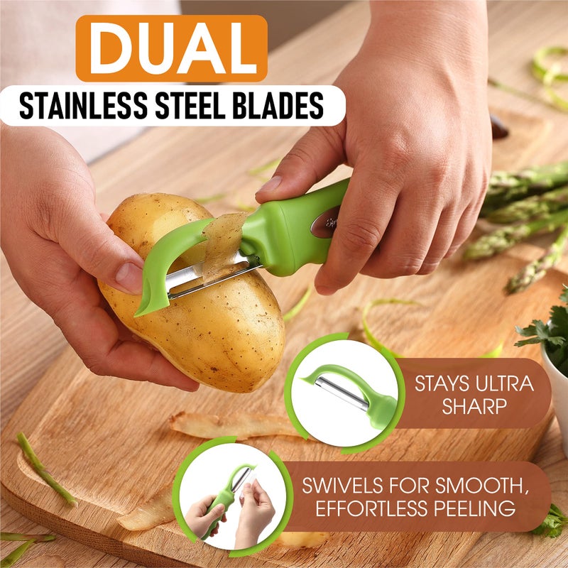 Spring Chef Premium Swivel Vegetable Peeler, Soft Grip Handle and Ultra Sharp Stainless Steel Blades - Perfect Kitchen Peeler For Veggie, Fruit, Potato, Carrot, Apple - Green - Image 2