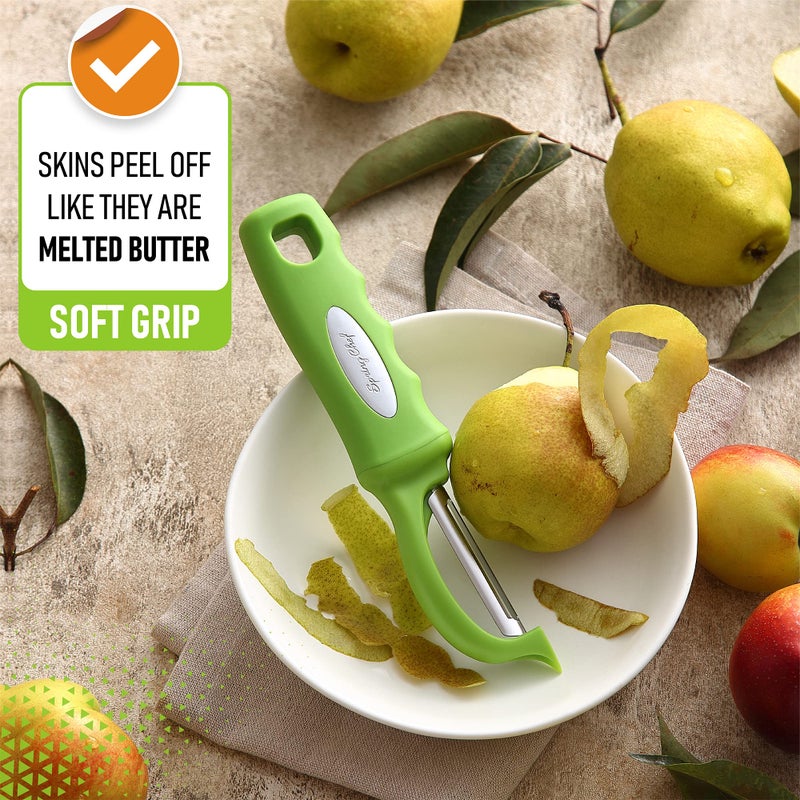Spring Chef Premium Swivel Vegetable Peeler, Soft Grip Handle and Ultra Sharp Stainless Steel Blades - Perfect Kitchen Peeler For Veggie, Fruit, Potato, Carrot, Apple - Green - Image 4