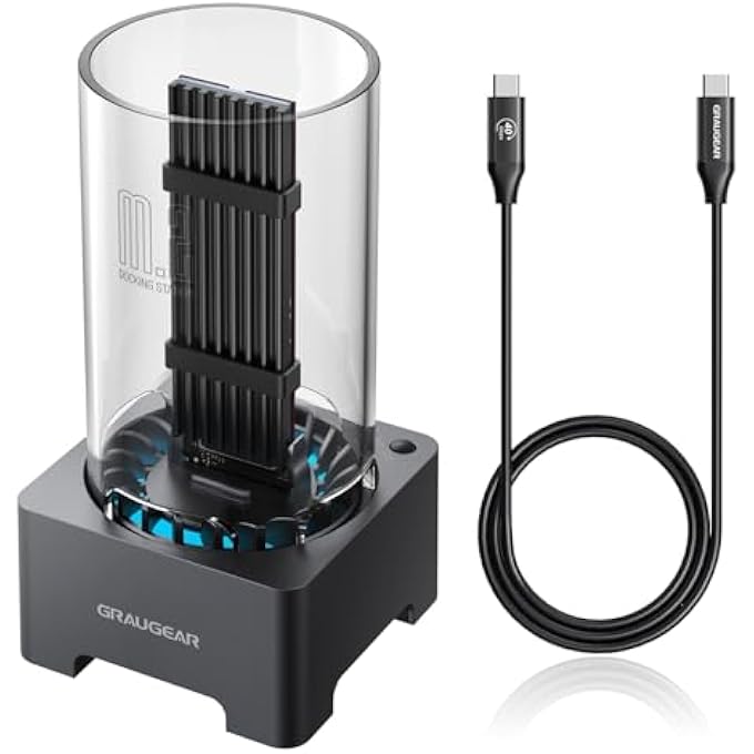 GRAUGEAR 40GBPS M.2 NVME SSD DOCKING STATION, USB 4 EXTERNAL DOCKING STATION WITH COOLING FAN, UASP SUPPORT, THUNDERBOLT 4/3 COMPATIBLE, ASM2464PD CHIP - Image 1