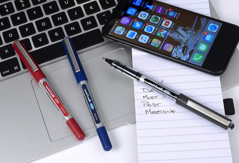 Uniball أقلام يوني-بول آي ميكرو رولر بول - أسود، عبوة من 5 - Image 5
