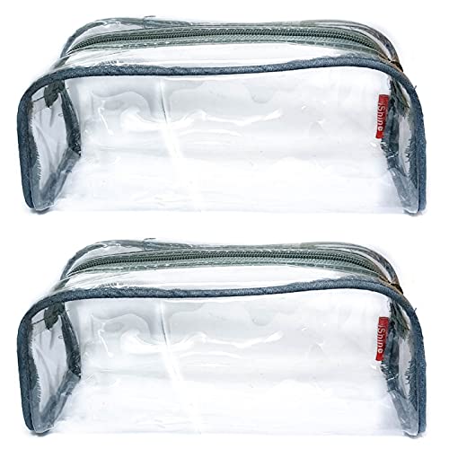 iShine Multipurpose Travel Morning Zipper Pouch for Men and Women(Transparent, Clear) - Medium (Pack of 2, Silver) - Image 1