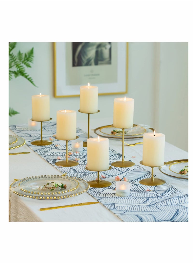 KASTWAVE Candle Holders Candle Plates - Set of 6 Candelabra Candle Stand Iron Plate Minimalism Modern Home Mantel Dinning Table Decorations Centerpiece for Wedding, Party, Events, Gold  - Image 3