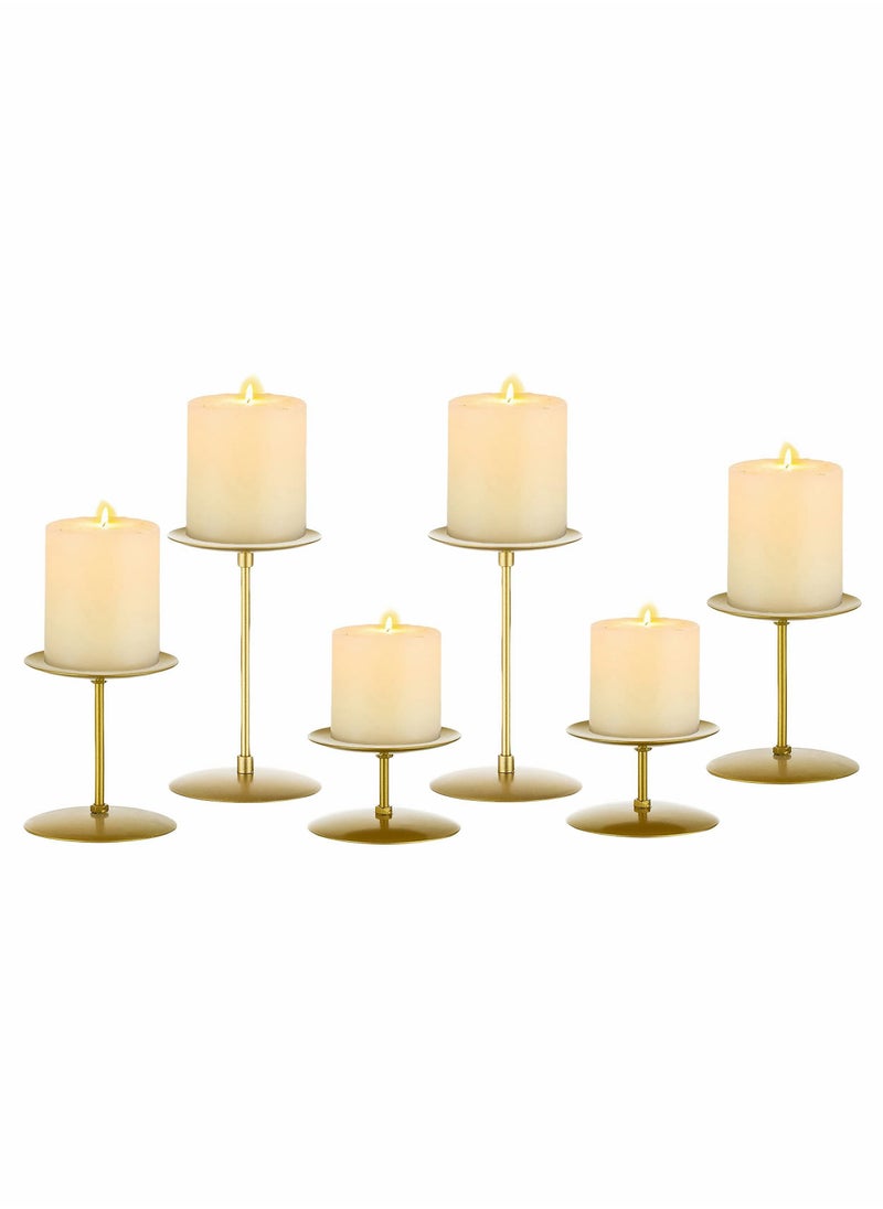 KASTWAVE Candle Holders Candle Plates - Set of 6 Candelabra Candle Stand Iron Plate Minimalism Modern Home Mantel Dinning Table Decorations Centerpiece for Wedding, Party, Events, Gold  - Image 1