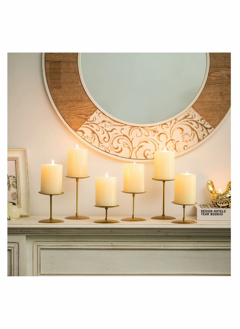 KASTWAVE Candle Holders Candle Plates - Set of 6 Candelabra Candle Stand Iron Plate Minimalism Modern Home Mantel Dinning Table Decorations Centerpiece for Wedding, Party, Events, Gold  - Image 4