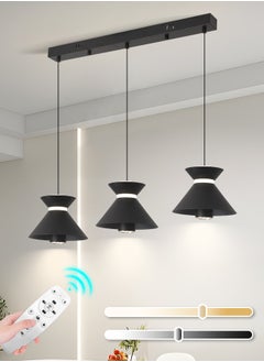YATAI LIGHTING Modern LED Pendant Light, 30W Adjustable Height Cone Shape Chandelier, Remote Control Dimmable Lighting (3000-6000K), Minimalist Black Design for Dining Room, Kitchen Island, 10-20㎡  - Image 1