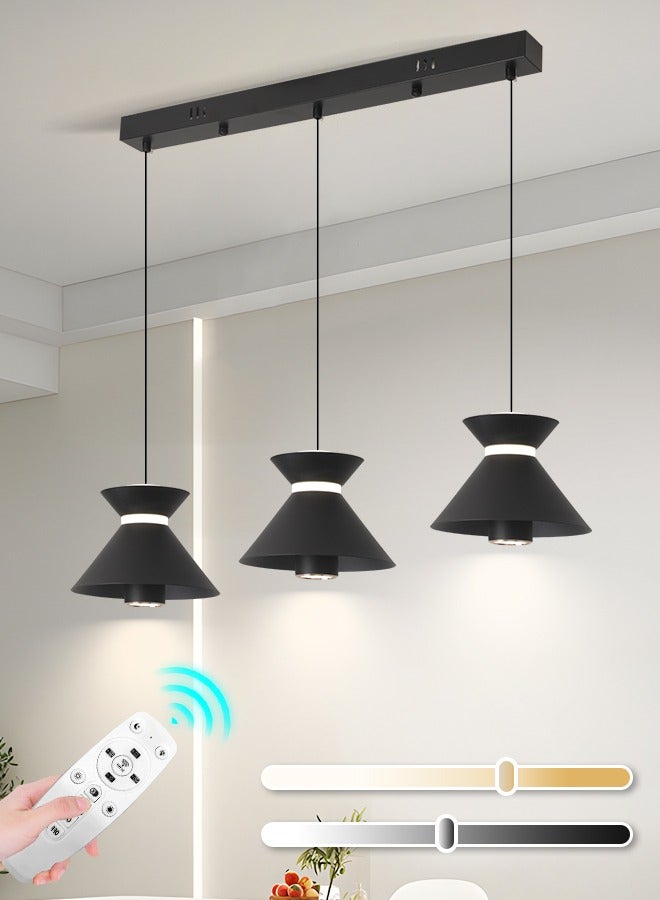 YATAI LIGHTING Modern LED Pendant Light, 30W Adjustable Height Cone Shape Chandelier, Remote Control Dimmable Lighting (3000-6000K), Minimalist Black Design for Dining Room, Kitchen Island, 10-20㎡  - Image 1