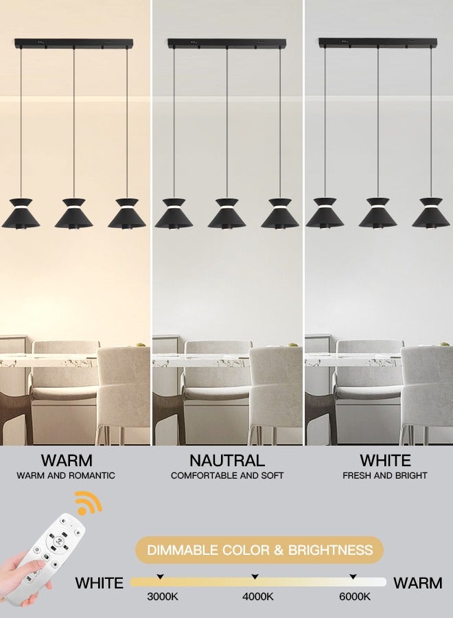 YATAI LIGHTING Modern LED Pendant Light, 30W Adjustable Height Cone Shape Chandelier, Remote Control Dimmable Lighting (3000-6000K), Minimalist Black Design for Dining Room, Kitchen Island, 10-20㎡  - Image 3