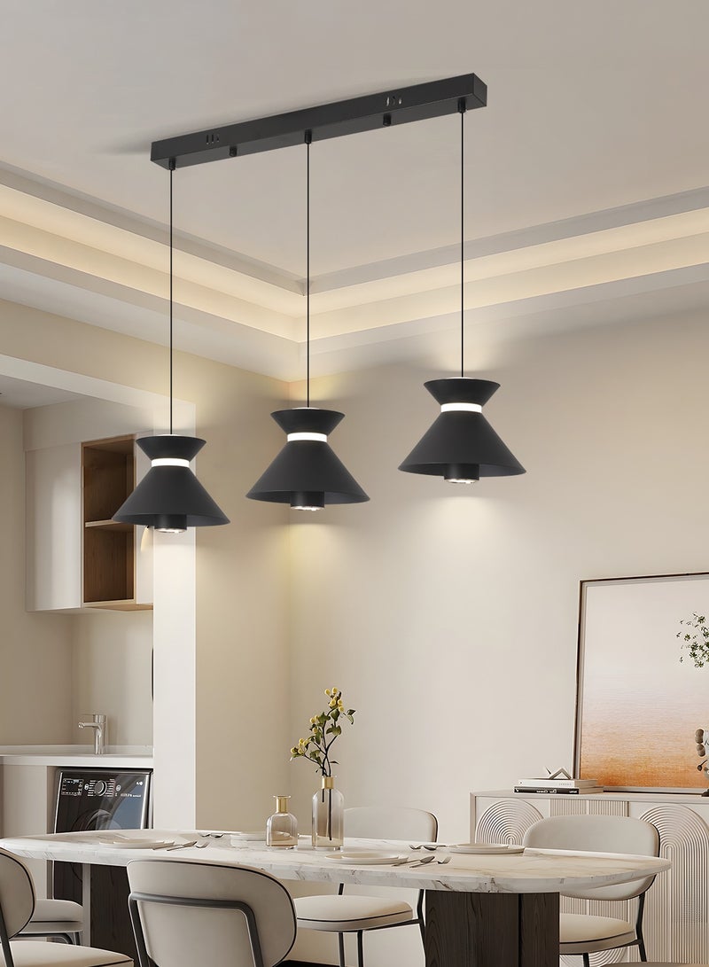 YATAI LIGHTING Modern LED Pendant Light, 30W Adjustable Height Cone Shape Chandelier, Remote Control Dimmable Lighting (3000-6000K), Minimalist Black Design for Dining Room, Kitchen Island, 10-20㎡  - Image 4