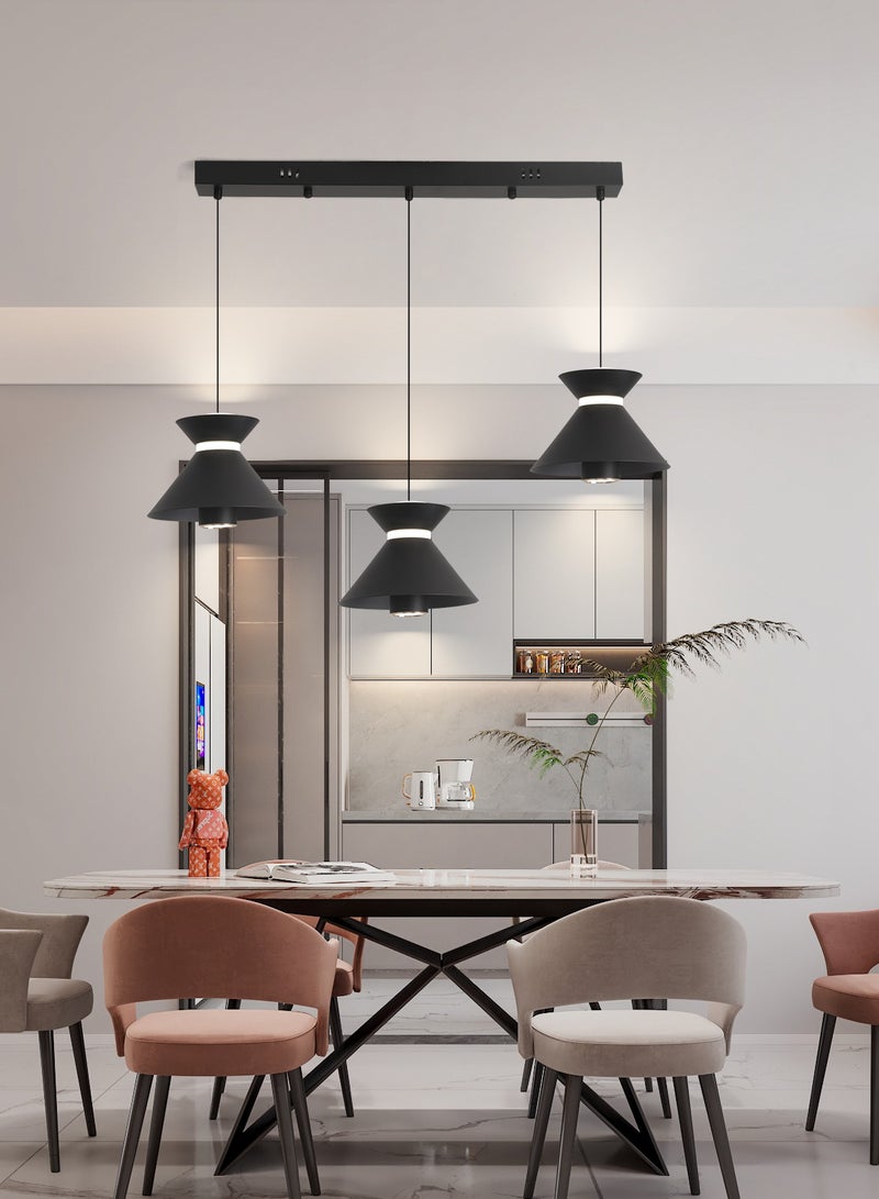 YATAI LIGHTING Modern LED Pendant Light, 30W Adjustable Height Cone Shape Chandelier, Remote Control Dimmable Lighting (3000-6000K), Minimalist Black Design for Dining Room, Kitchen Island, 10-20㎡  - Image 5