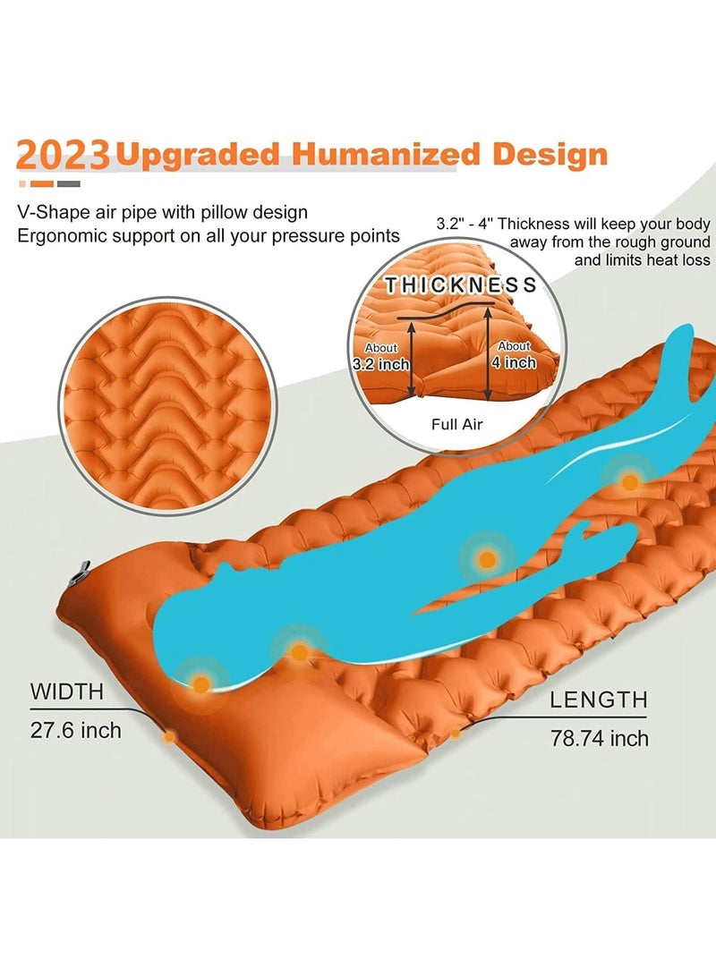 ارواق وسادة نوم للتخييم، بساط نوم قابل للنفخ بسُمك إضافي 9.9 سم مع مضخة مدمجة وسادة، مرتبة هوائية للتخييم خفيفة الوزن ومقاومة للماء للمشي لمسافات طويلة والخيمة والسفر - Image 2