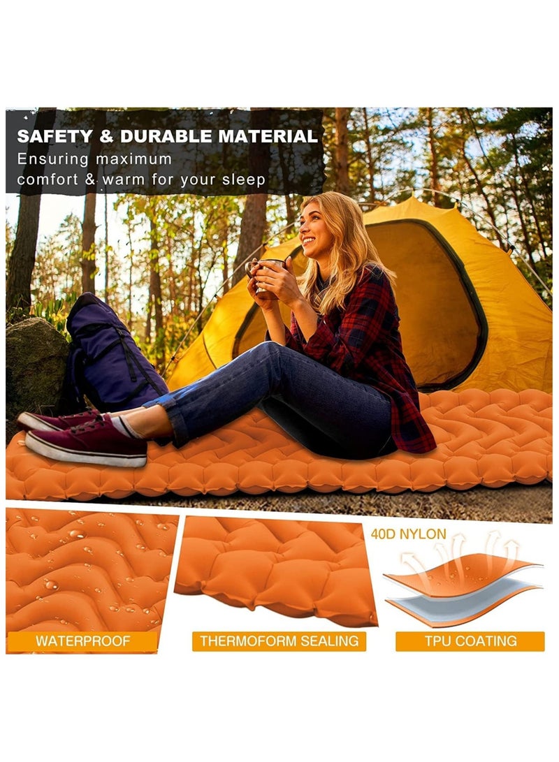 ارواق وسادة نوم للتخييم، بساط نوم قابل للنفخ بسُمك إضافي 9.9 سم مع مضخة مدمجة وسادة، مرتبة هوائية للتخييم خفيفة الوزن ومقاومة للماء للمشي لمسافات طويلة والخيمة والسفر - Image 4