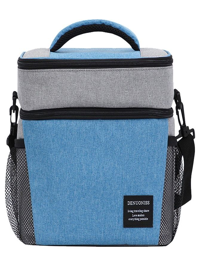 Insulated Lunch Bag with Adjustable Shoulder Straps, 8L Double Zipper Wide Open Lunch Tote, Leak Proof Cooler and Warm Insulated Hot Lunch Bag for Office Camping Hiking School Picnic Beach (Blue)  - Image 1