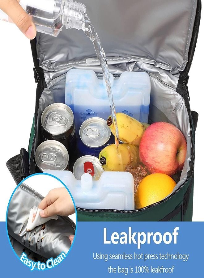 Insulated Lunch Bag with Adjustable Shoulder Straps, 8L Double Zipper Wide Open Lunch Tote, Leak Proof Cooler and Warm Insulated Hot Lunch Bag for Office Camping Hiking School Picnic Beach (Blue)  - Image 3