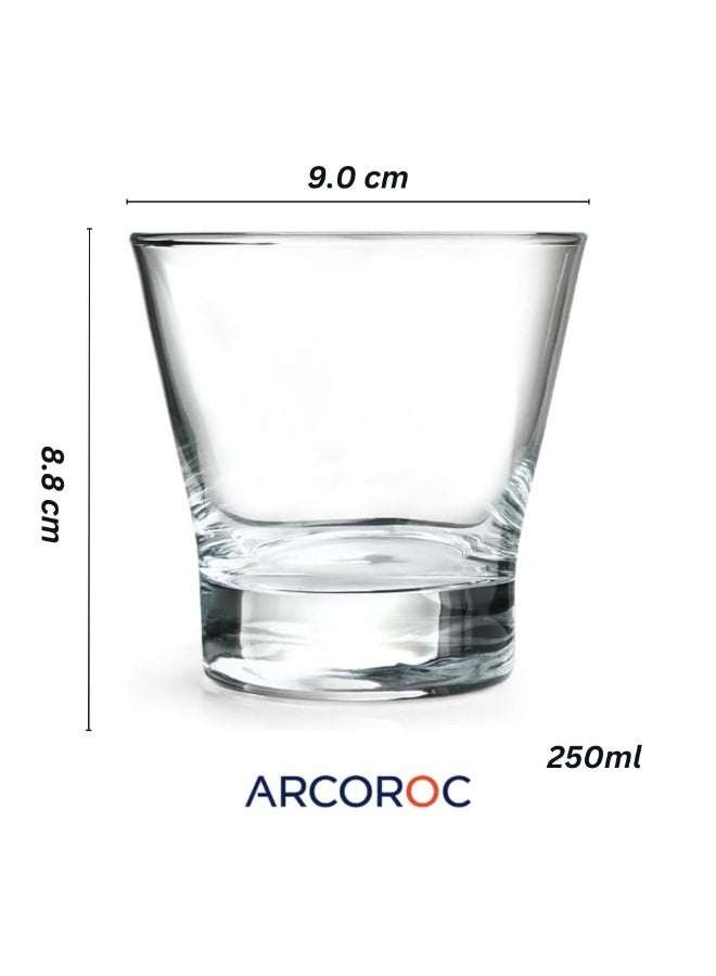 Arcoroc Shetland Tumbler – 250ml (79747) | Old Fashioned Glass | Durable & Stylish | Dishwasher Safe | France - Image 3