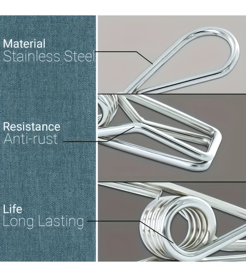 40 Pcs Premium Stainless Steel Clothes Pegs Rustproof Heavy Duty Metal Utility Clips Strong Spring Grips For Laundry Kitchen Travel Office Outdoor Use - Image 5