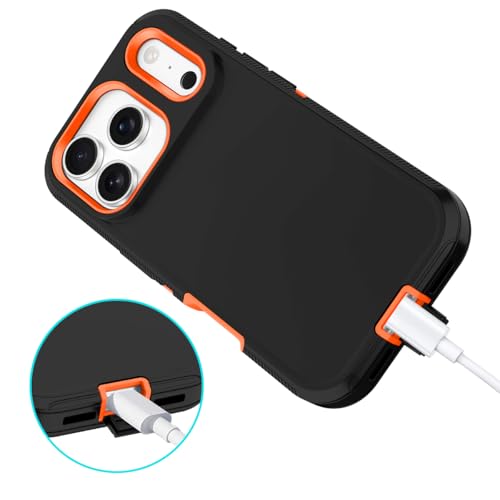 I-HONVA for iPhone 17 Pro Max Case Shockproof Dust/Drop Proof 3-Layer Full Body Protection [Without Screen Protector] Rugged Heavy Duty Cover Case for Apple iPhone 17 Pro Max 6.9" 2025,Black/Orange - Image 5