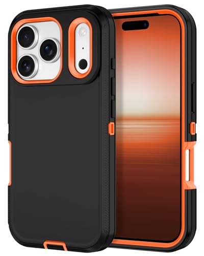 I-HONVA for iPhone 17 Pro Max Case Shockproof Dust/Drop Proof 3-Layer Full Body Protection [Without Screen Protector] Rugged Heavy Duty Cover Case for Apple iPhone 17 Pro Max 6.9" 2025,Black/Orange - Image 1