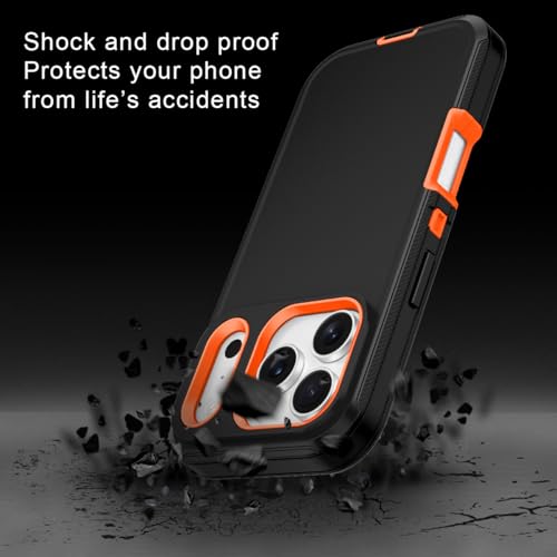 I-HONVA for iPhone 17 Pro Max Case Shockproof Dust/Drop Proof 3-Layer Full Body Protection [Without Screen Protector] Rugged Heavy Duty Cover Case for Apple iPhone 17 Pro Max 6.9" 2025,Black/Orange - Image 4
