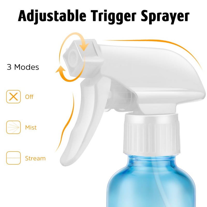Tecohouse Glass Spray Bottles 4 oz, 2 Pack Spray Bottles for Hair Empty Refillable Fine Mist Sprayer with Labels, Funnel, Pipettes Blue - Image 2