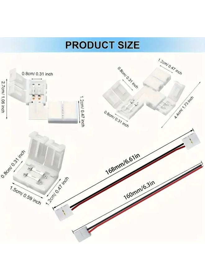 48 قطعة مجموعة موصل شريط LED بدون لحام 8 مم 2 دبوس مخصصة لـ 3528 و 2835 - Image 4