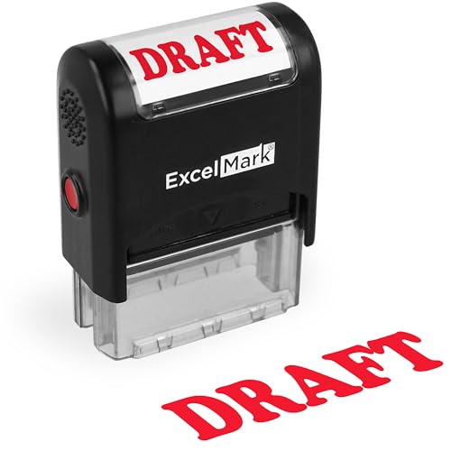 ExcelMark Draft Self Inking Rubber Stamp - Red Ink - Image 1